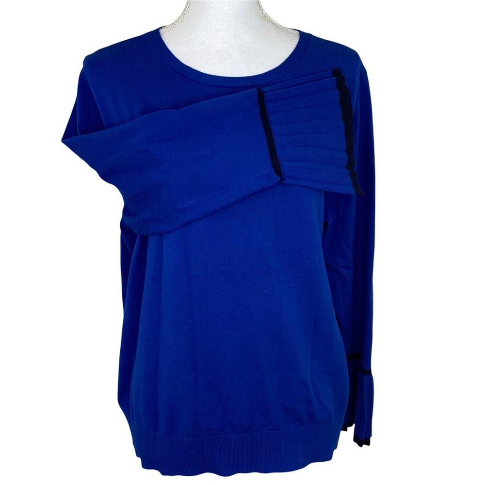 Talbots Women's Fan Sleeve Sweater Blue Size XLP Crew Neck Soft Casual